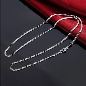 New Classic 925 Sterling Silver Thin Chain Necklace 2mm Simple Silver Chain